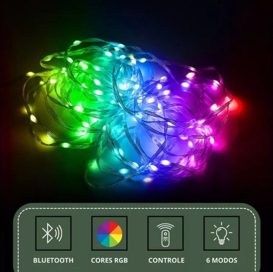 Pisca Pisca Natal Led RGB - IP65 Controle Remoto - Aplicativo Android e iOS